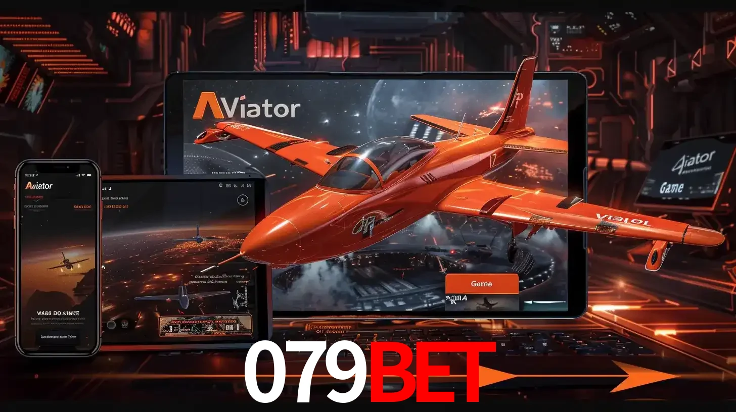 Apresentação tecnológica do jogo Aviator com um avião saindo da tela de um tablet, demonstrando a experiência imersiva em múltiplos dispositivos no 079bet.