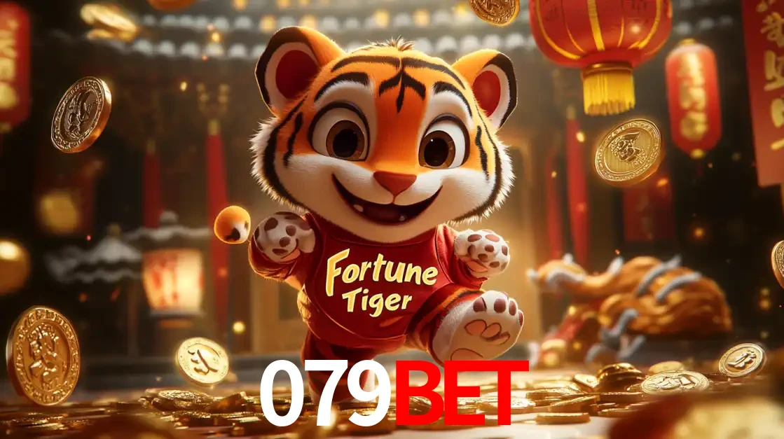 O alegre personagem do Fortune Tiger correndo sobre um caminho de moedas de ouro, simbolizando os grandes prêmios e a diversão do popular jogo de slot do 079bet.